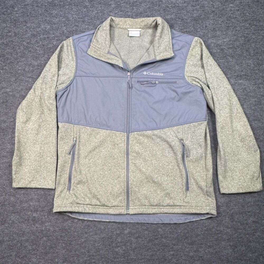 Columbia Mens Sweater Weather Fleece Jacket Full Zip Nylon Overlay Gray M